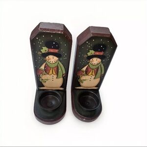 PartyLite Santa & Snowman tealight holder NIB‎